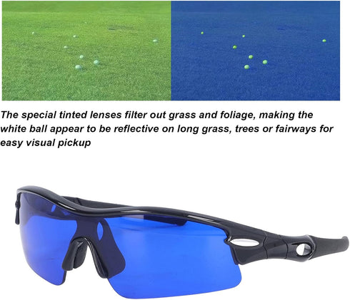 Golf Ball Finder Glasses, Polarized Blue Lens UV Proof Sun Protection Grass Filter
