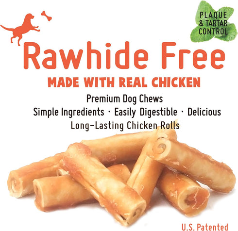 Gluten Free Rawhide Free Dog Chew Chicken Rolls Mini 2.5" for Small Dogs, 10 pcs/Pack