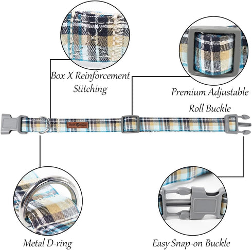 Lionet Paws Dog and Cat Collar with Bowtie, Adjustable Grid Collar for Small to Large Dogs