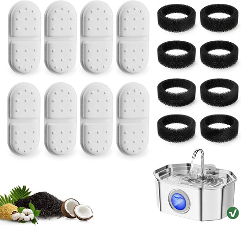 Apauk 8 Pack Replacement Filters/Sponges - Individually Packaged-Applicable to Cat Water Fountain