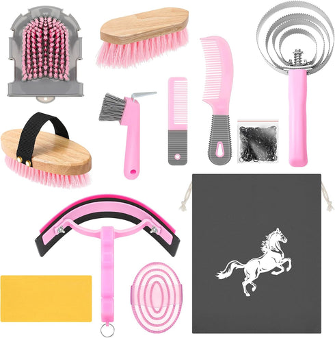Abbylike 12 Pieces Horse Grooming Kit Racing Festival Tack Room Supplies Horse