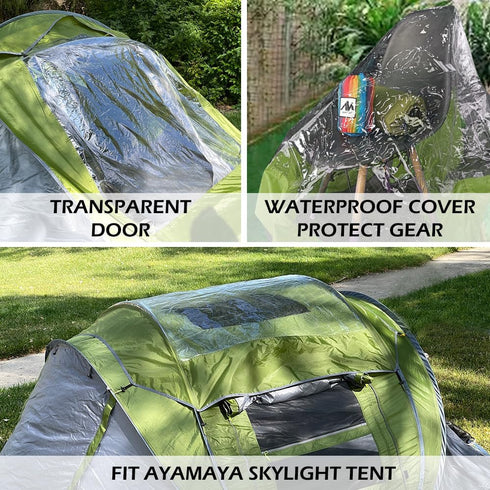 Transparent Tent Tarp Replacement for Ayamaya 4 Person Pop Up Tent, Clear Camping Rain Tarp, 3.7 * 3.4ft