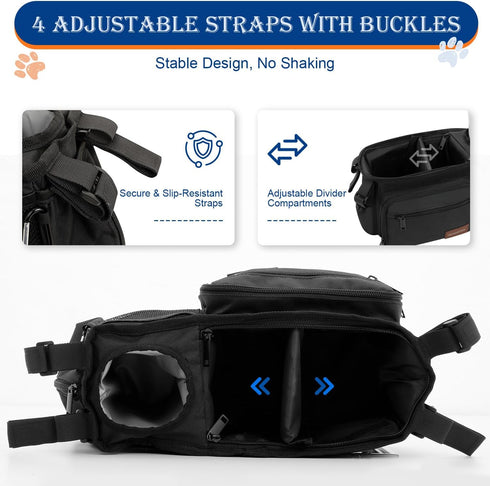 1419" Dog Stroller Organizer Bag, Dog Mom Gifts for Women Pet Stroller Caddy, Stroller Accessories with Cup Holder