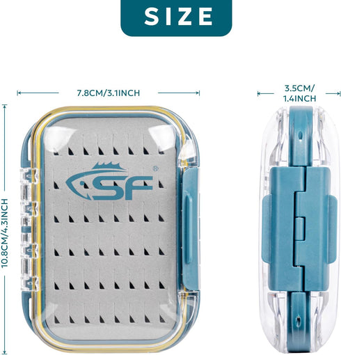 SF Small Waterproof Fly Box, Double Sided Floating Fly Fishing Case Storage for Nymph Wet Dry Flies, Easy Grip Foam