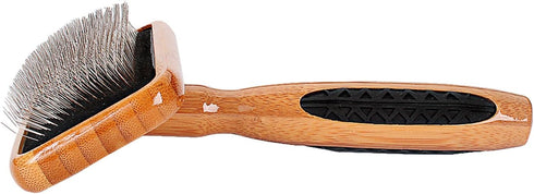 Bass Brushes Soft Slicker Pet Brush with Bamboo Handle and Rubber Grips for Grooming