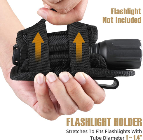 LIVANS Tactical Flashlight Pouch Holster - Rotatable Flashlight Holder Belt Clip with 360 Degree Carabiner Reel Clip