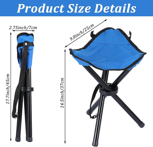KKONHII Stool,17 Inch Small Travel Folding Camping Folding Outdoor Tripod Seats Blue Portable Camping Stool for Garden