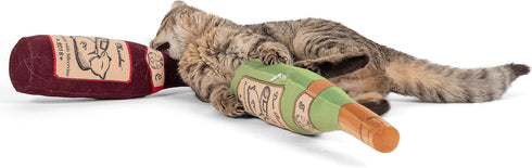KittiLush 2-Pack Organic Silvervine Catnip Substitute Toys - 100% All-Natural Refillable Wine Bottle Kicker