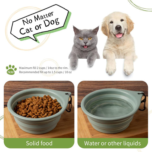 Portable Collapsible Dog Bowls 2pcs for Small to Medium Dogs and Cats, BPA Free Travel Bowl for Hiking