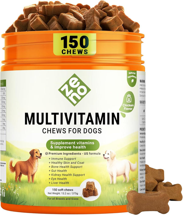 ZENO Dog Vitamins and Supplements - 150 Dog Multivitamin Chewable - Immune, Joint