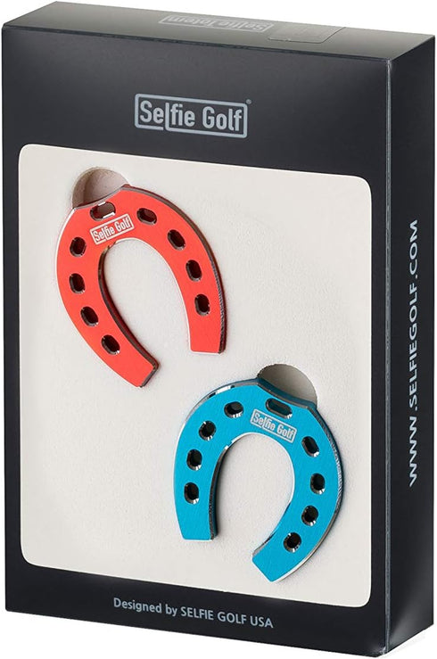 SelfieGOLF SelfieTotem 2 Horseshoe Golf Ball Markers for Putting Alignment Accessories - Diamond-Cut Edges