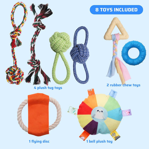 8 0-6 Puppy Play Gym with Hanging Interactive Toys, Indoor Jungle Gym for Small Dogs & Puppies Months, Adjustable PVC