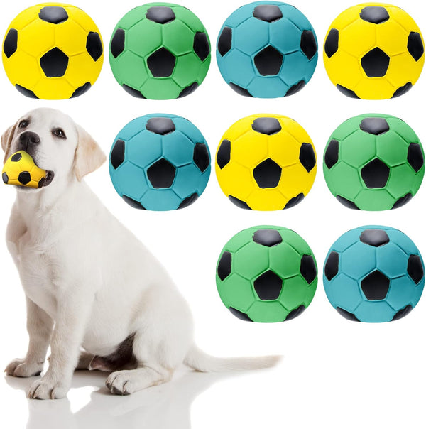 9 Pcs Latex Squeaky Dog Toys Ball - Interactive Fetch Toys for Small Medium and Large Dogs