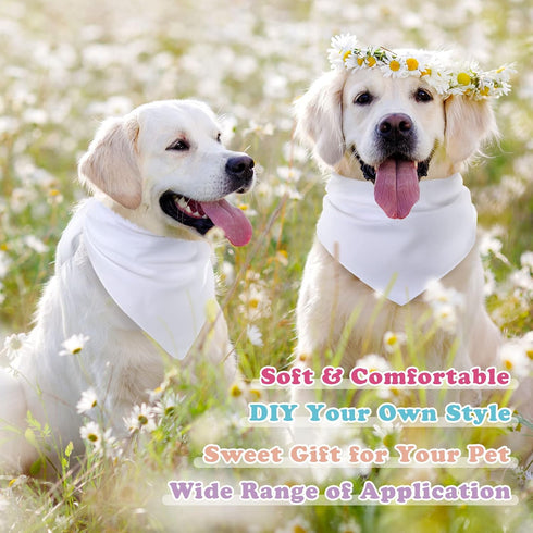 100 White(24.4 16.54 Inch) Kacctyen Pcs Sublimation Blank Dog Bandanas Heat Transfer Washable Triangle Scarf DIY