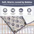 100% 30"x40", Small Pet Blanket - Organic Cotton, Double Layer Plush Sherpa, Soft Plush, Blue Paw Jacquard Knit, Small