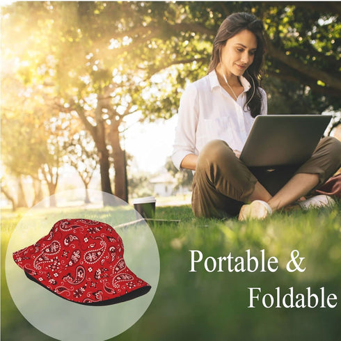 Turquoise Paisley Bucket Hat for Women Men, Summer Fisherman Cap for Outdoor