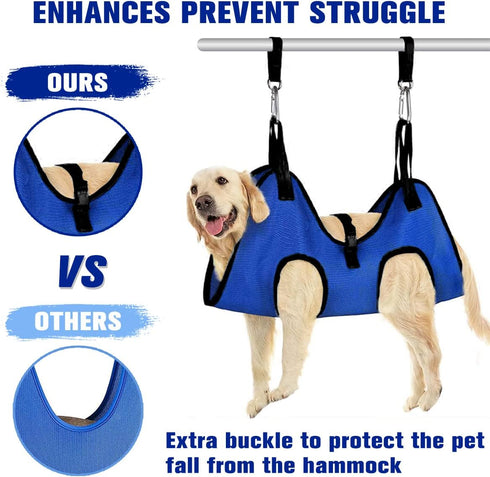 Dog Grooming Hammock Harness for Small Dogs, Pet Grooming Hammock with Nail Clippers/Nail File/Comb for Home Grooming