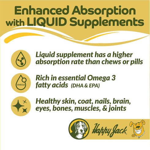 Happy Jack Cod Liver Fish Oil for Dogs, 16 oz, Supplement for Skin and Coat Health