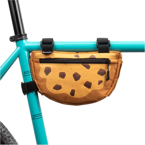 Snack! Chocolate Chip Cookie Bike Bag Fun Bicycle Frame & Handlebar Bag with Adjustable Straps Mounts on Top Tubes