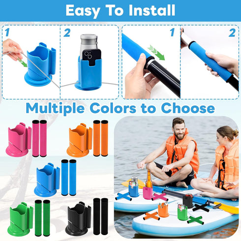 lxuraduy Paddle Board and Kayak Cup Holder, Paddle Grips, Paddle Board and Kayak Accessories Kit (Blue)