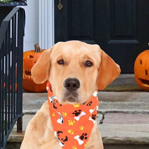 Whaline 5 Pack Halloween Dog Bandanas, Washable Triangle Pet Scarfs for Medium Dogs, Pumpkin, Ghost, Candy Corn