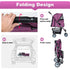 3Wheels BestPet Pet Dog Stroller for Folding Lightweight Cat Travel Stroller with Cup Holder,Purple