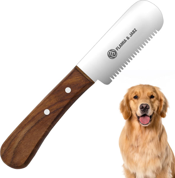 Professional Dog Grooming Hand Stripping Knife, Stripper Trimmer Tool, Red Meranti Wooded
