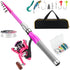 Lady Fishing Rod and Reel Combos, Carbon Fiber Telescopic Fishing Pole Kit with Spinning Reel, Fishing Line, Lures,