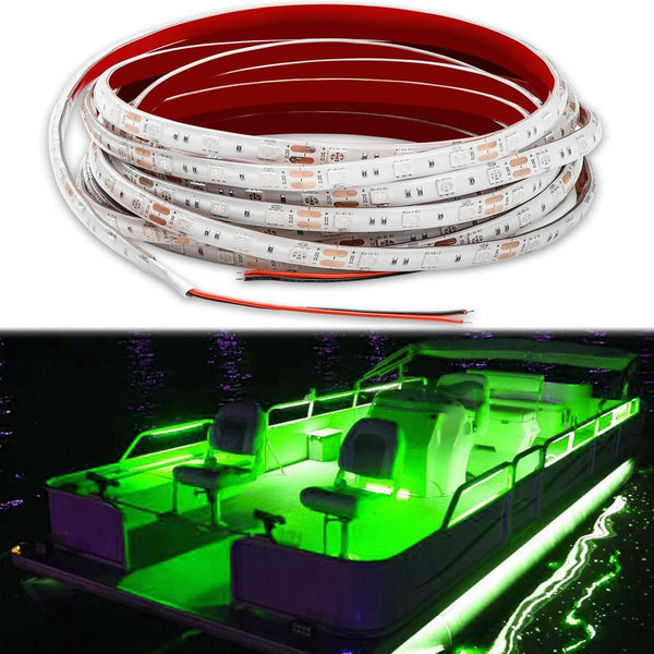 Pontoon Boat Light, LED Strip for Duck, Bass, Sail, Kayak, Flexible Deck & Interior Courtesy Lights, Green