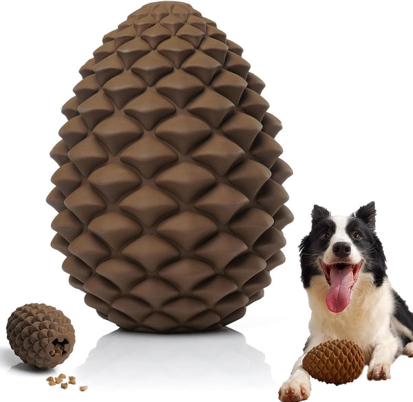 Pine Cone Dog Chew Toys for Medium Large Dogs: Nearly Indestructible Interactive Treat Dispensing Dog Toy, Long Lasting