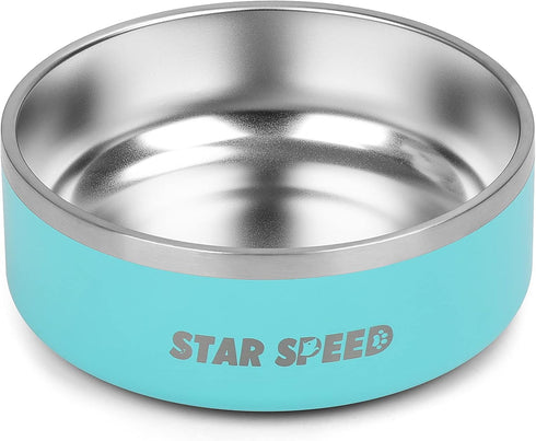 42oz Stainless Steel Dog Bowls with Rubber Bottom, Non-Slip Double Wall Metal Outdoor Food and Water Bowls