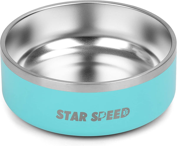 42oz Stainless Steel Dog Bowls with Rubber Bottom, Non-Slip Double Wall Metal Outdoor Food and Water Bowls