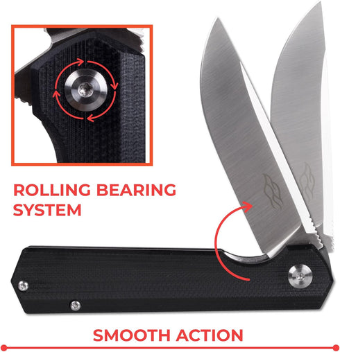 Firebird GANZO FH11 Pocket Folding Knife - D2 Steel Flip Blade, G10 Anti-slip Handle, Black