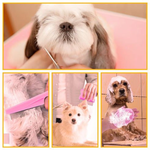 Dog Grooming Brush Shedding Kit - 9PCS Complete Grooming Solution for All Breeds, Promotes Healthy Skin and Coat