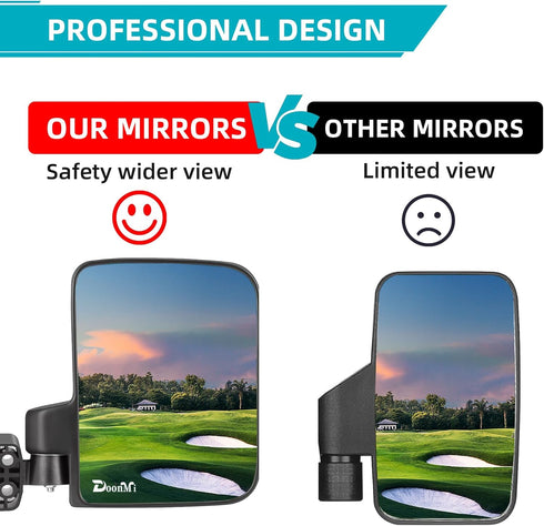 Golf Cart Mirror - No-drilling Side Rear View Mirror Compatible