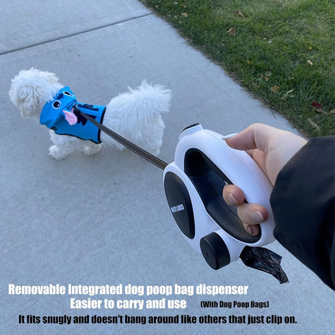 Upgrade 3-in-1 Retractable Dog Leash, 26 ft Heavy Duty with Integrated Dispenser & Poop Bags, for Dogs up to 110 lbs