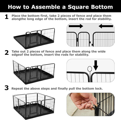 8 24" -48"x48" 600D PJYuCien Rectangle Dog Playpen Bottom Pad - Fits Panels Width Metal Dog Pen Size Oxford Cloth