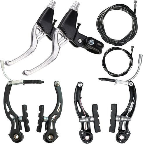 Lomodo 6 Pieces Bicycle Brake Accessories - 2 Pack Aluminium Alloy Brake Levers and V Brake Set for Mountain/Road Bike