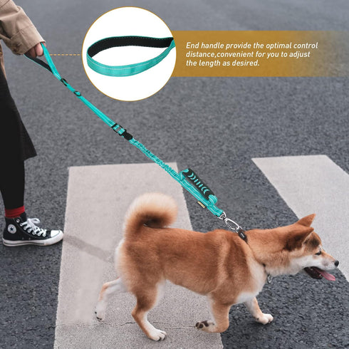 Reflective Heavy Duty Dog Leash with Car Seat Belt and Padded Handle, Tactical No Pull Leash for Large Medium Dogs,