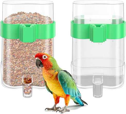 CLPOAWC Bird Water Dispenser, 2 Pcs Automatic Bird Feeder for Budgies, Parakeet Cage Accessories, Clear