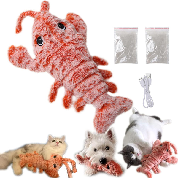 Flopping Lobster Toys for Cats & Small Dogs, Interactive Catnip Toys for Indoor Cats, USB Rechargeable