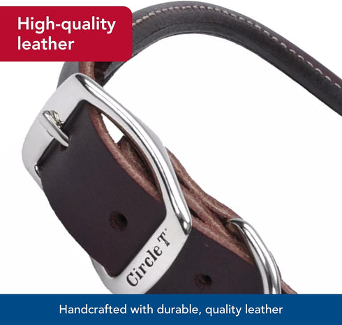 Coastal Pet Circle T Latigo Leather Round Dog Collar, 5/8" x 16", Handcrafted for Sensitive Skin Dogs