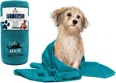 DAN RIVER 100% Cotton Dog Bath Towel, Ultra Soft 450 GSM, Quick Drying, Lint-Free Cat and Dog Grooming Towel, 20x40