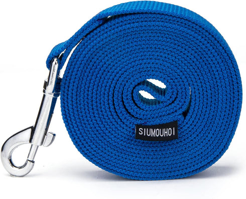 Strong Durable Nylon Dog Training Leash, 1 Inch Wide Traction Rope, 6ft 10ft 15ft Long for Small Medium Dog (Blue, 10