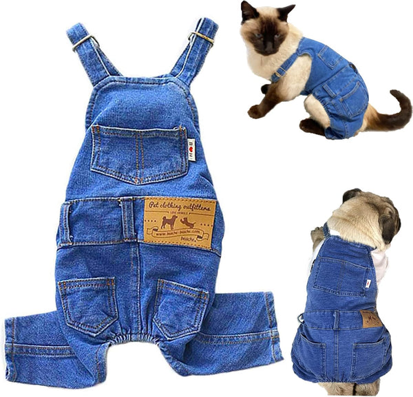 Dog Shirts Clothes, Denim Overalls for Small Medium Dogs & Cat, Comfortable Puppy Costumes, Dog Denim Shirts (XL)