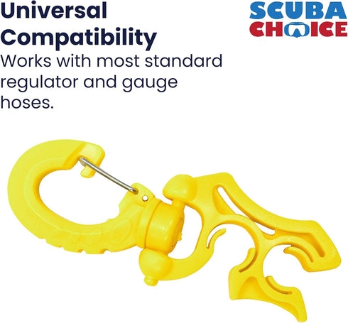 Scuba Choice Double Hose Holder Clip – Holds 2 Low/High-Pressure Hoses, Tangle-Free Design for Diving