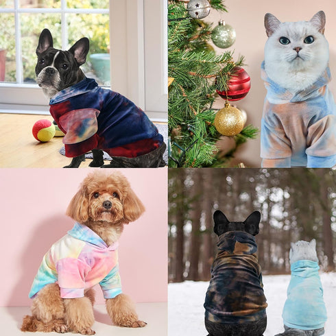Tie Dye Dog Hoodie, Puppy Sweater Sweatshirt, Cold Weather Coat Pet Clothes for Dog Cat