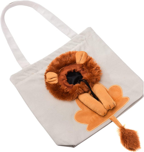 Pet Canvas Shoulder Bag, Cute Lion-Shaped Small Dog Carrier, Portable Chest Bag for Small Dogs and Cats (Light Green,
