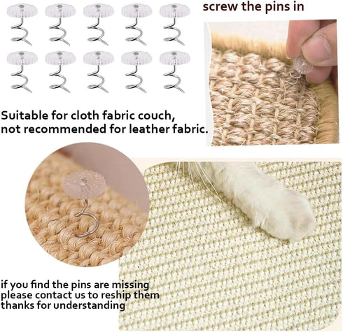 Cat Scratching Pad, Natural Sisal Mat for Sofa Bed Protector, Heavy Duty Scratch Pad for Grinding Claws, Easy