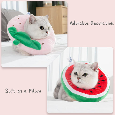 ANWA Adjustable Cat Cone Collar, Soft Cute Donut Collar for After Surgery, Kitten Recovery Cones